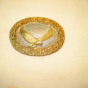 WILMARTH 1980'S FAUX GOLD NUGGET /SILVER SCREAMING EAGLE BELT BUCKLE
